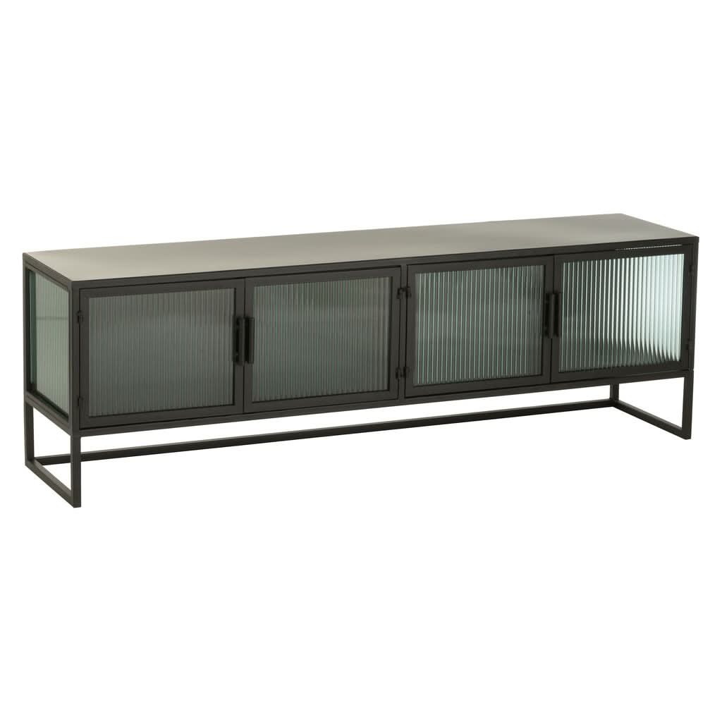 Placard Bas Long Métal Verre Noir - Designix