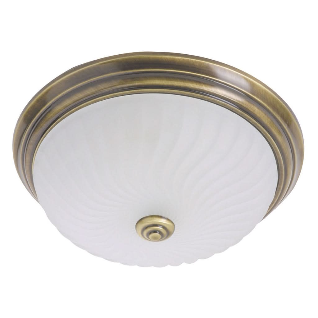 Plafonnier bronze rond verre crème Lumea – vue 2 – Designix.fr