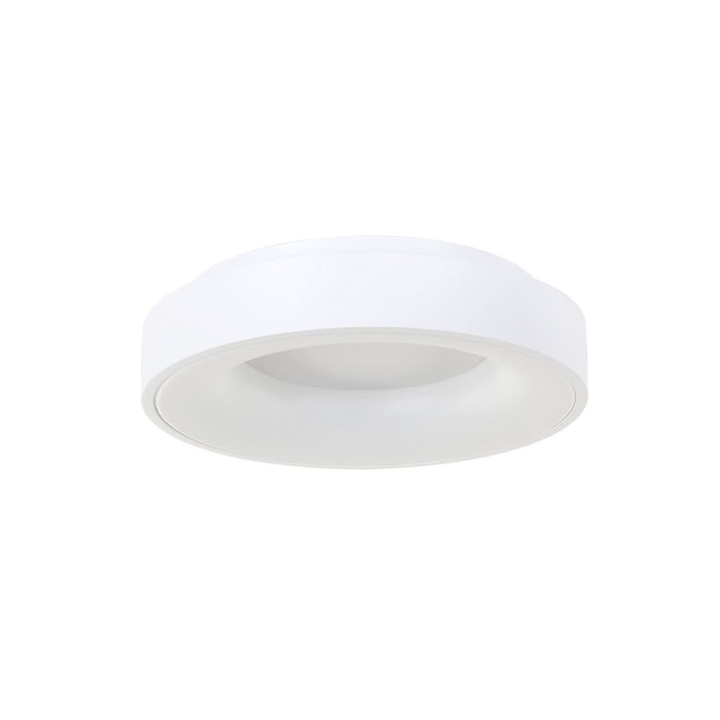 Vue en contre-plongée du plafonnier blanc éteint, bord cylindrique épais