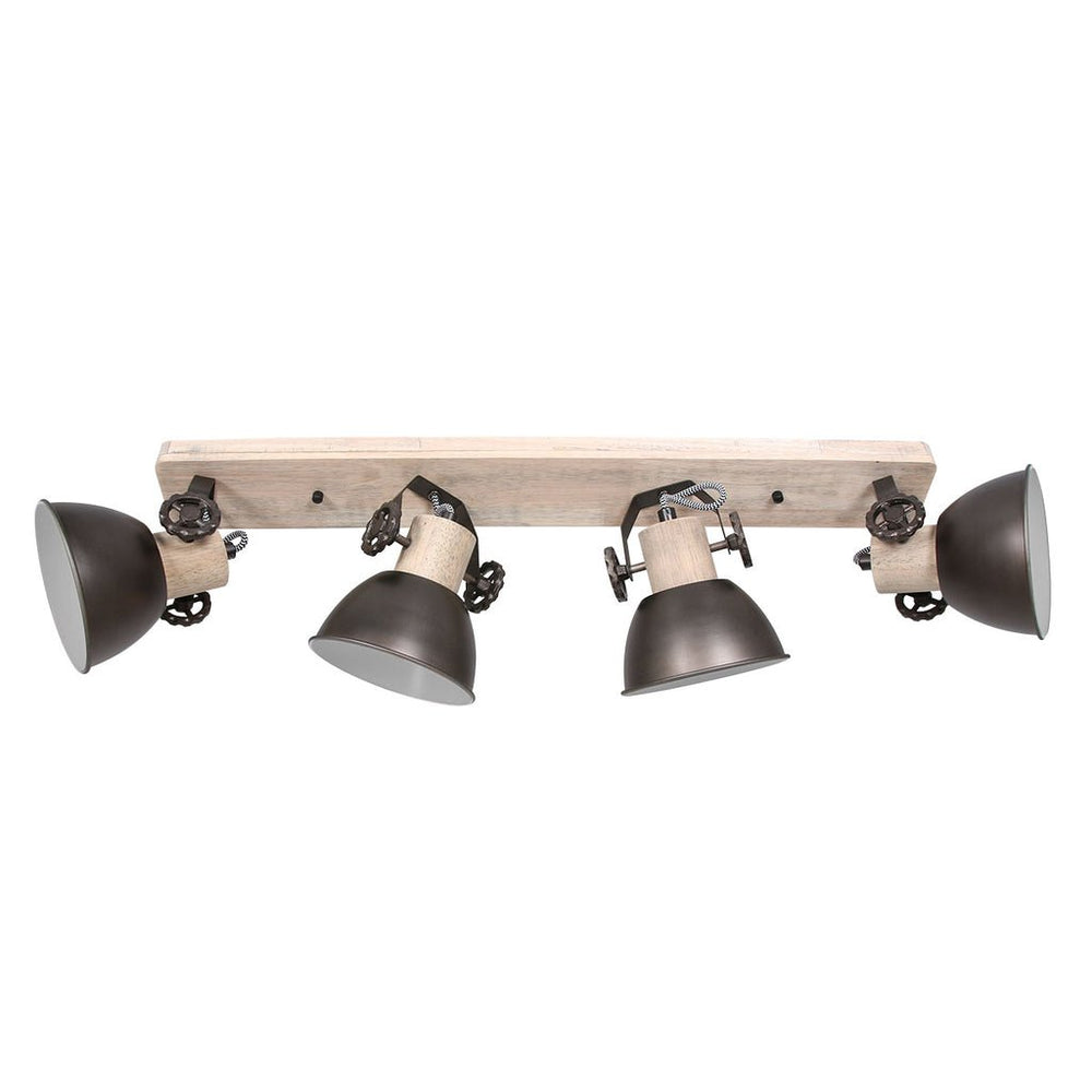 Plafonnier Bois Métal 4 Lumières | Qira - Designix Plafonnier