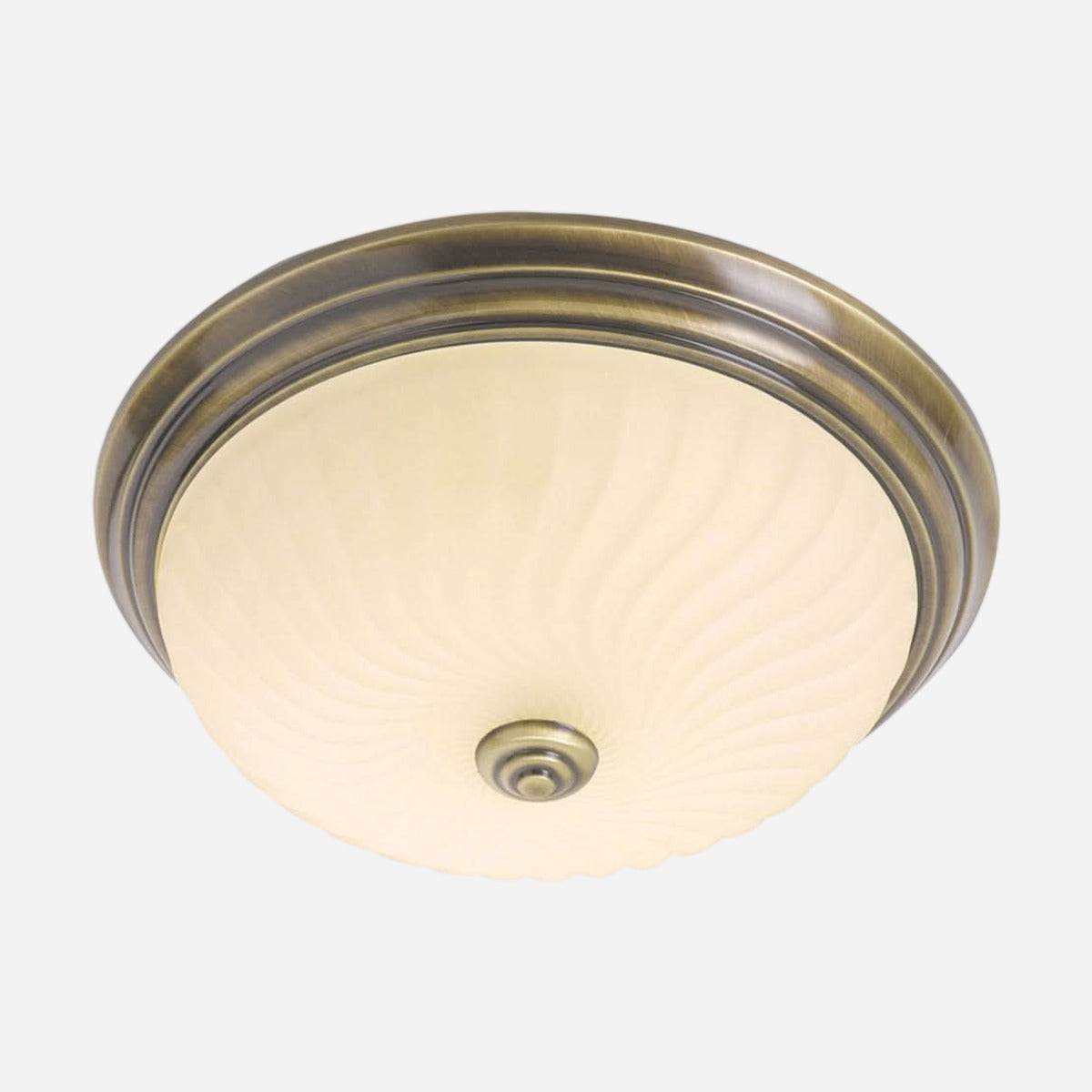 Plafonnier bronze rond Lumea, vasque en verre strié crème, Ø 30 cm – Designix.fr