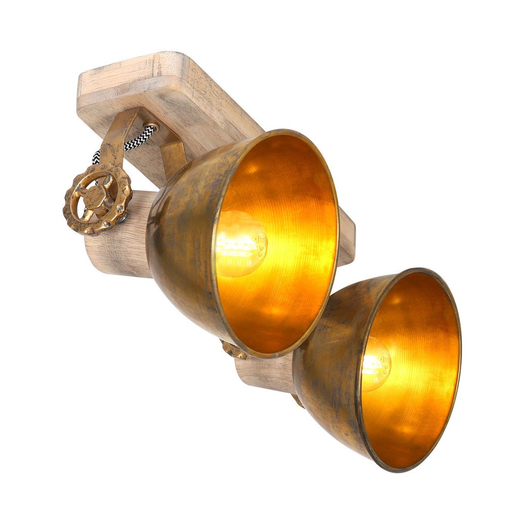 Plafonnier Industriel Bronze Bois | Iora - Designix Plafonnier