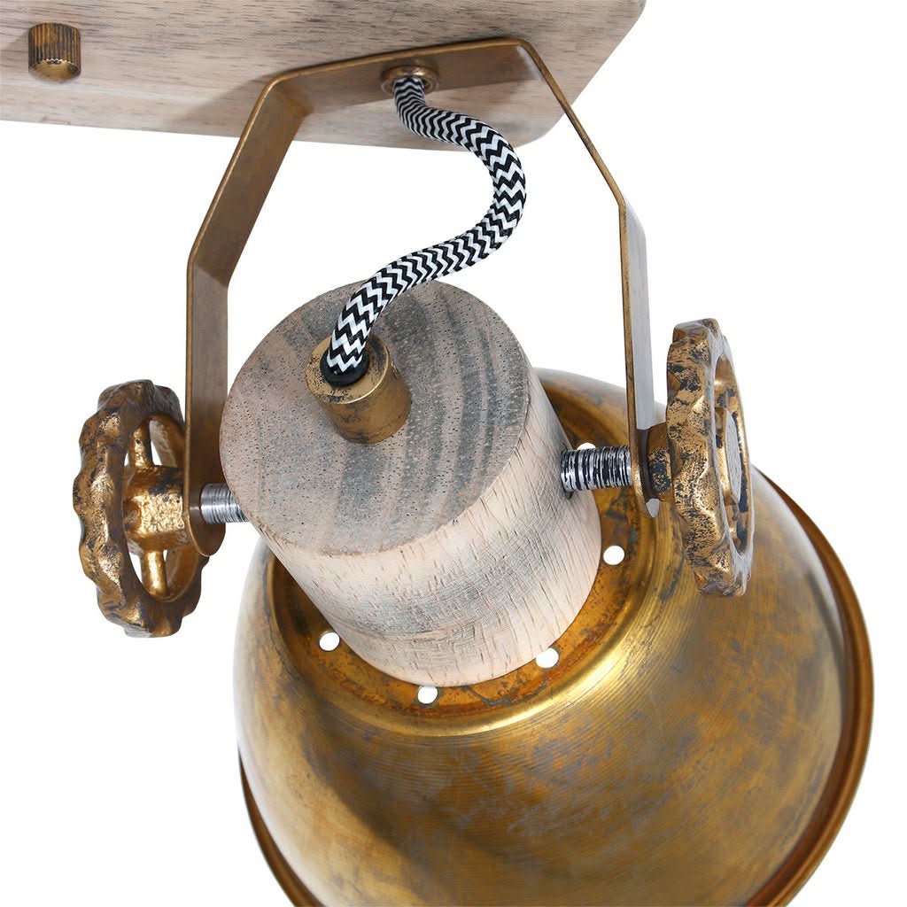 Plafonnier Industriel Bronze Bois | Iora - Designix Plafonnier