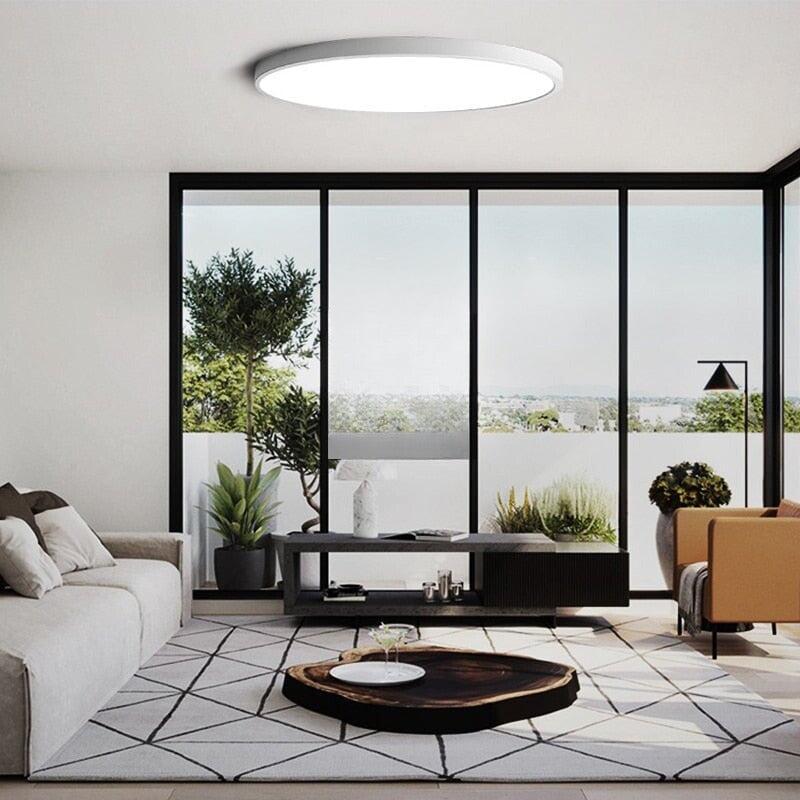 Plafonnier Led Ultrafin Moderne | Brume - Designix Plafonnier Noir | 48W Blanc Froid