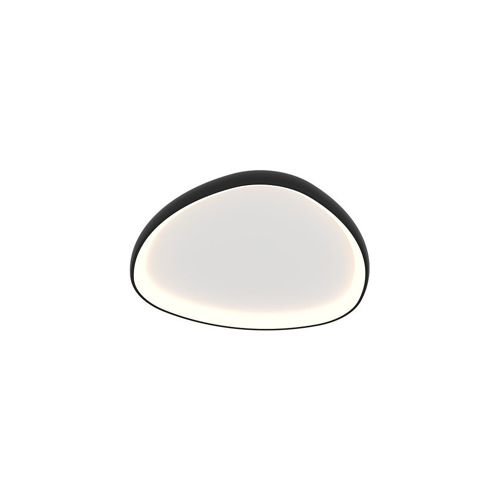 Plafonnier design noir mat de face sur fond blanc