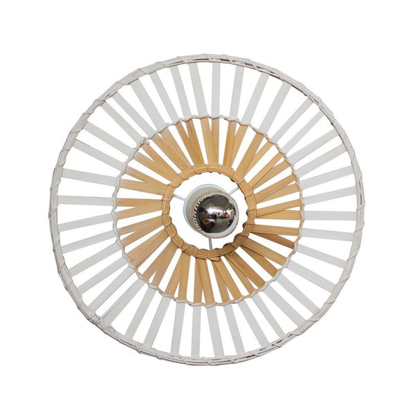 Plafonnier ZAMBELIS D400 E27 DESIGN Blanc et Bambou Sans Source 19251