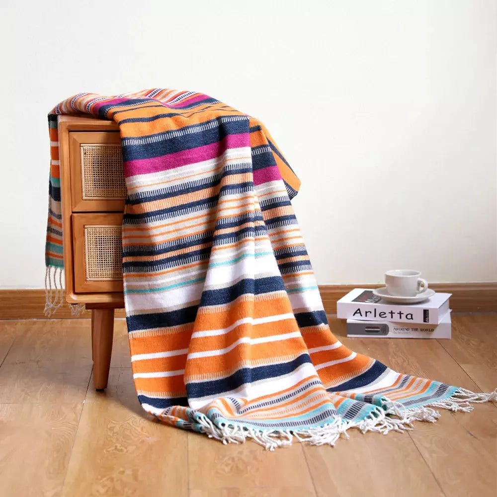 Plaid à Rayures Boho | Évasion Colorée - Designix Plaid Panache de Couleurs 115x170cm