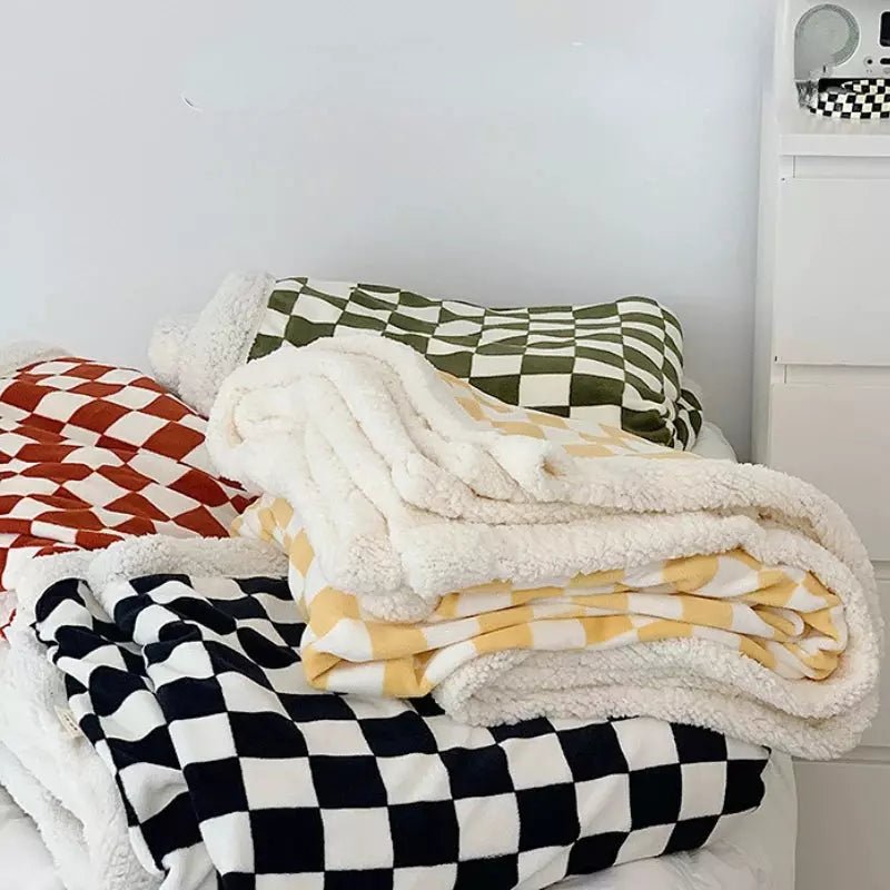 Plaid Damier Épais et Chaud | Carré Câlin - Designix Plaid Noir 100x150cm