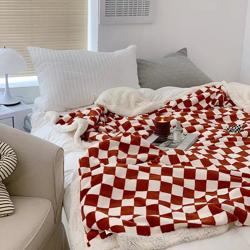 Plaid Damier Épais et Chaud | Carré Câlin - Designix Plaid Rouge 100x150cm
