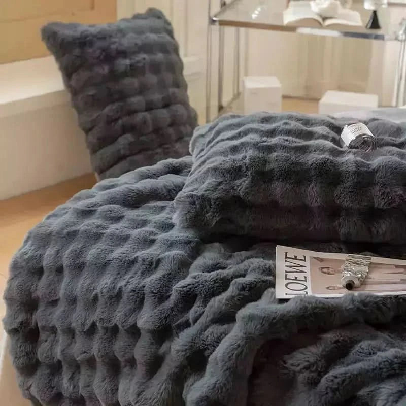 Plaid Épais et Chaud | Douceur Coton - Designix Plaid Gris Foncer 130x160cm