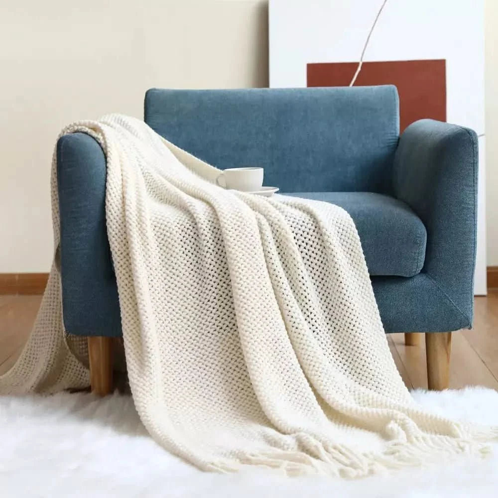Plaid pour Fauteuil | Confort Tissé - Designix Plaid Blanc Crème 127x172cm