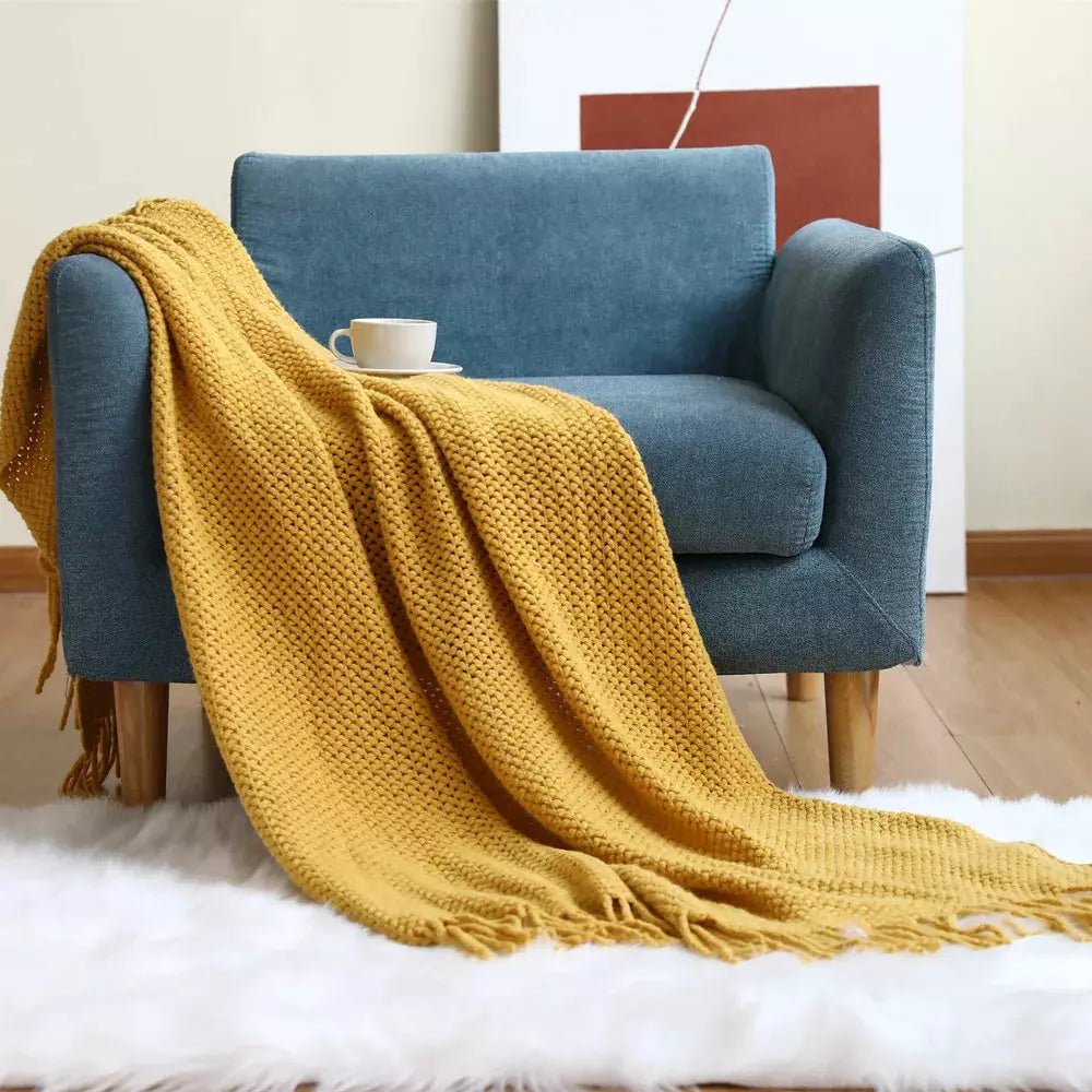 Plaid pour Fauteuil | Confort Tissé - Designix Plaid Jaune 127x172cm