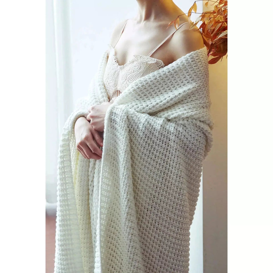 Plaid Tricotée 130x180 Fin | Évasion Cocooning - Designix Plaid Blanc 130x180cm