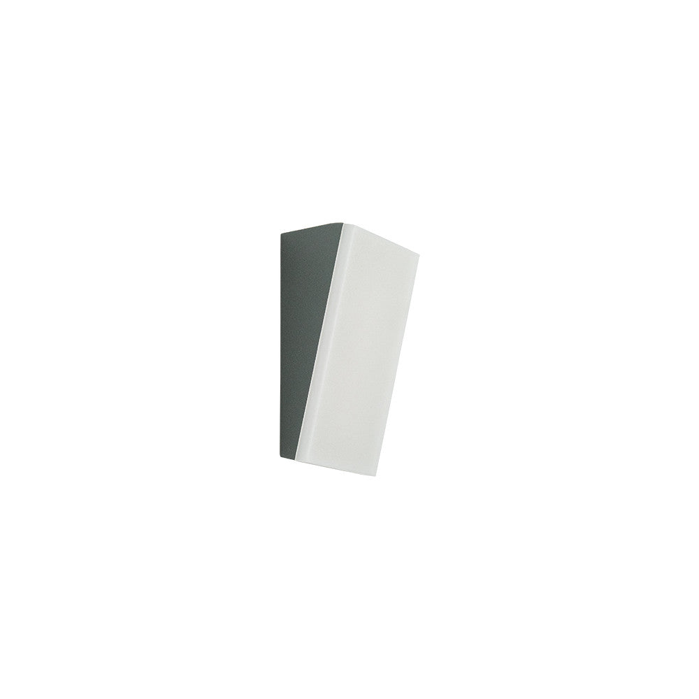 Applique murale graphite vue de trois quarts, diffuseur blanc lumineux