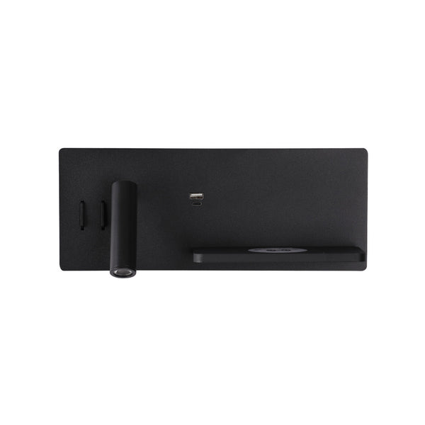 Applique Murale ZAMBELIS Gauche 3W+6W Direct/Indirect 3-en-1 DESIGN Noir Mat 25183