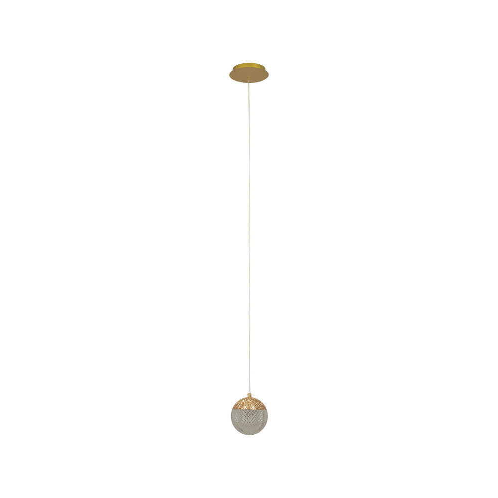 Suspension complète de face sur fond blanc, câble et rosace visibles.