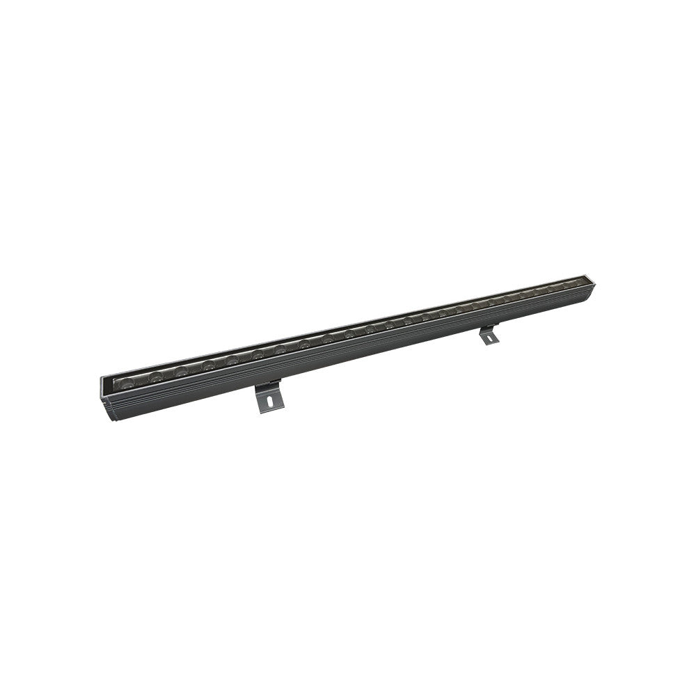 Vue de face du projecteur linéaire graphite avec ses deux supports de fixation murale