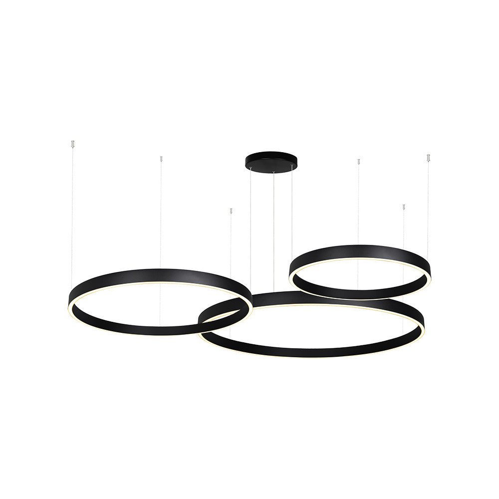 Suspension trois anneaux noirs superposés vue de face sur fond blanc