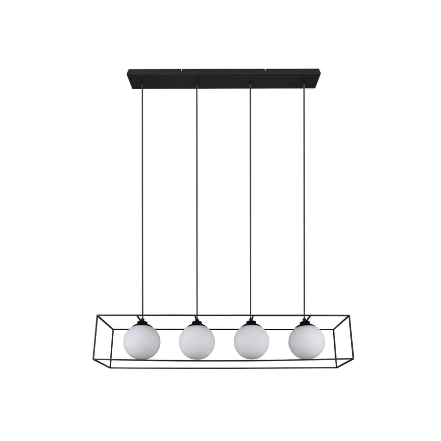 Suspension Gabbia 4 lumières noire mat
