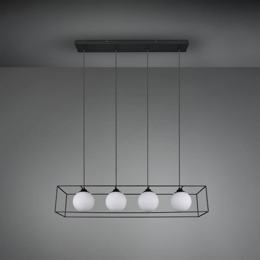 Suspension Gabbia 4 lumières noire mat