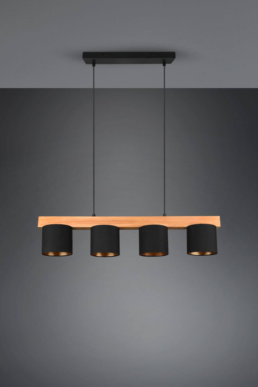 Suspension Cameron 4 lumières bois et noire