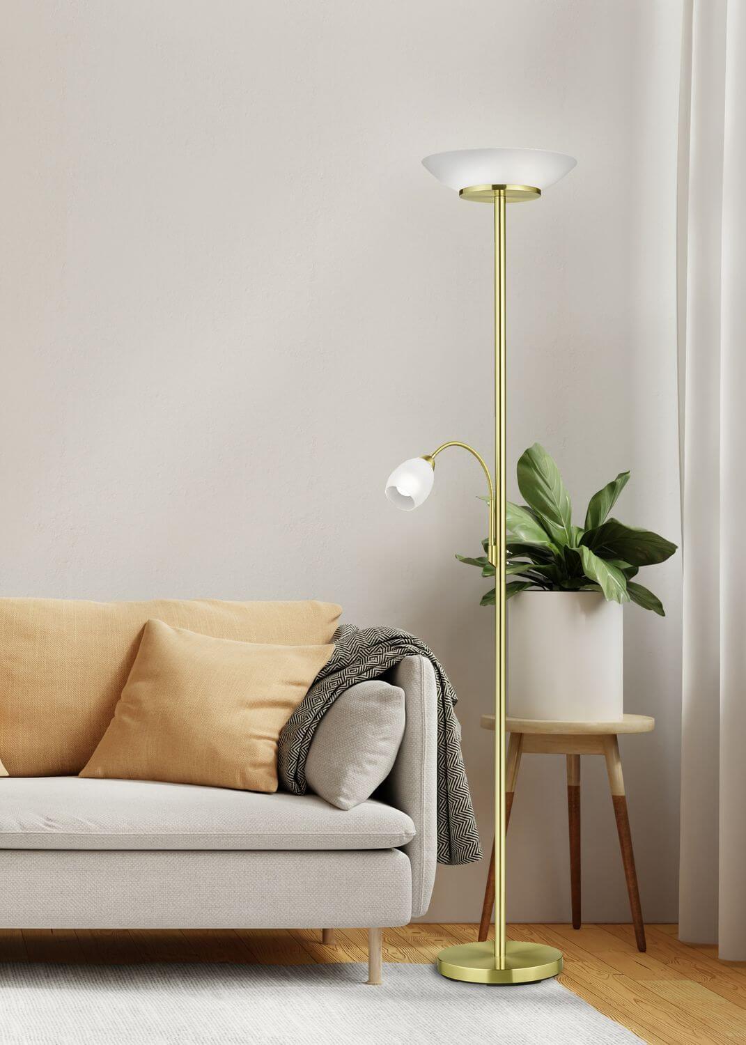 Lampadaire Gerry 2 lumières laiton brossé