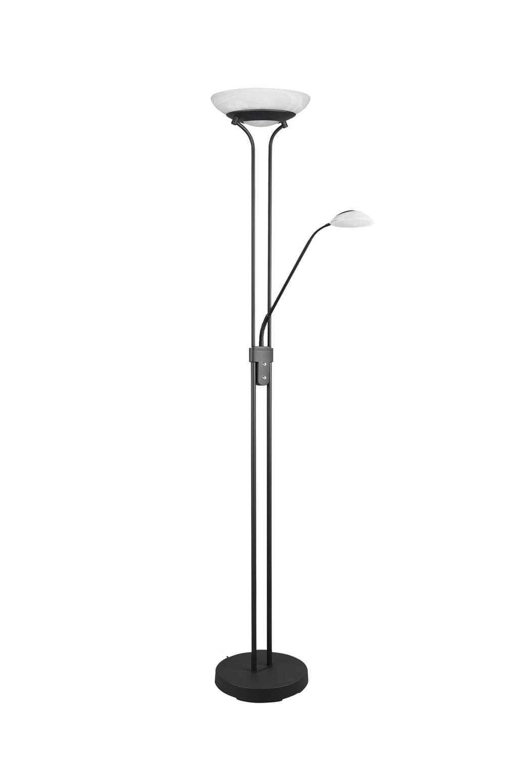Autre angle du lampadaire sur fond blanc, avec pied rond et tiges verticales.