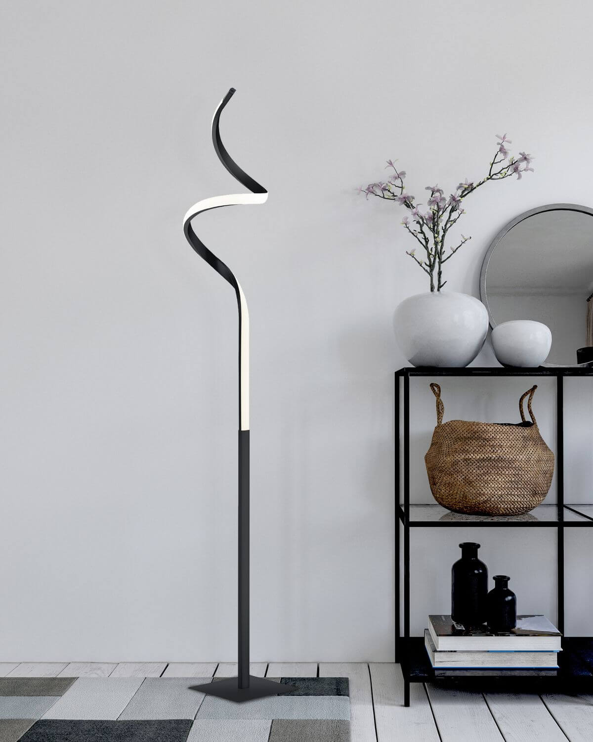 Lampadaire Course noir mat