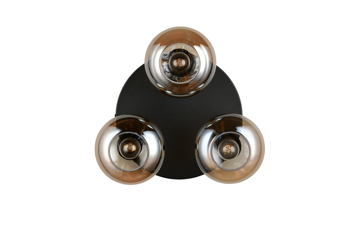 Plafonnier Divina 3 lumières ambré, verre