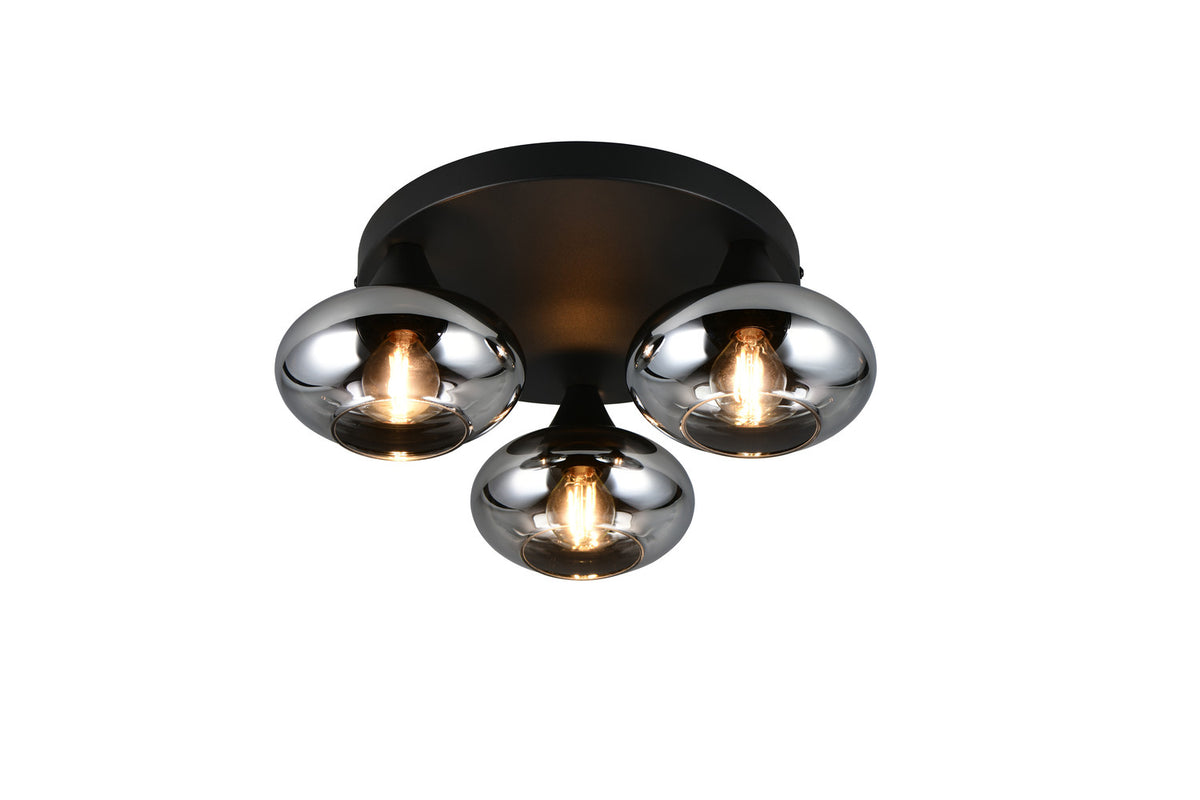 Plafonnier Divina 3 lumières fumé, verre