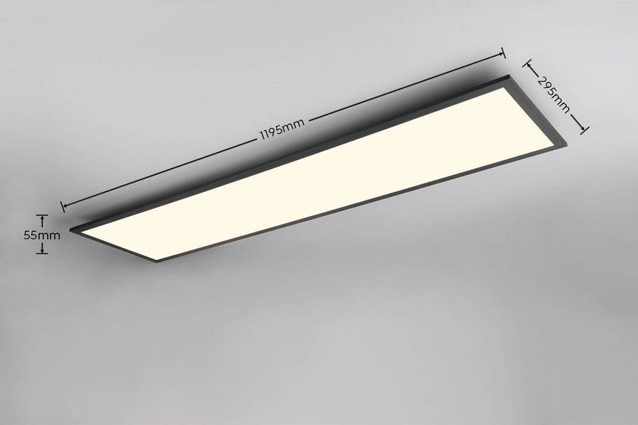 Plafonnier Beta noir mat, L 119,5 cm
