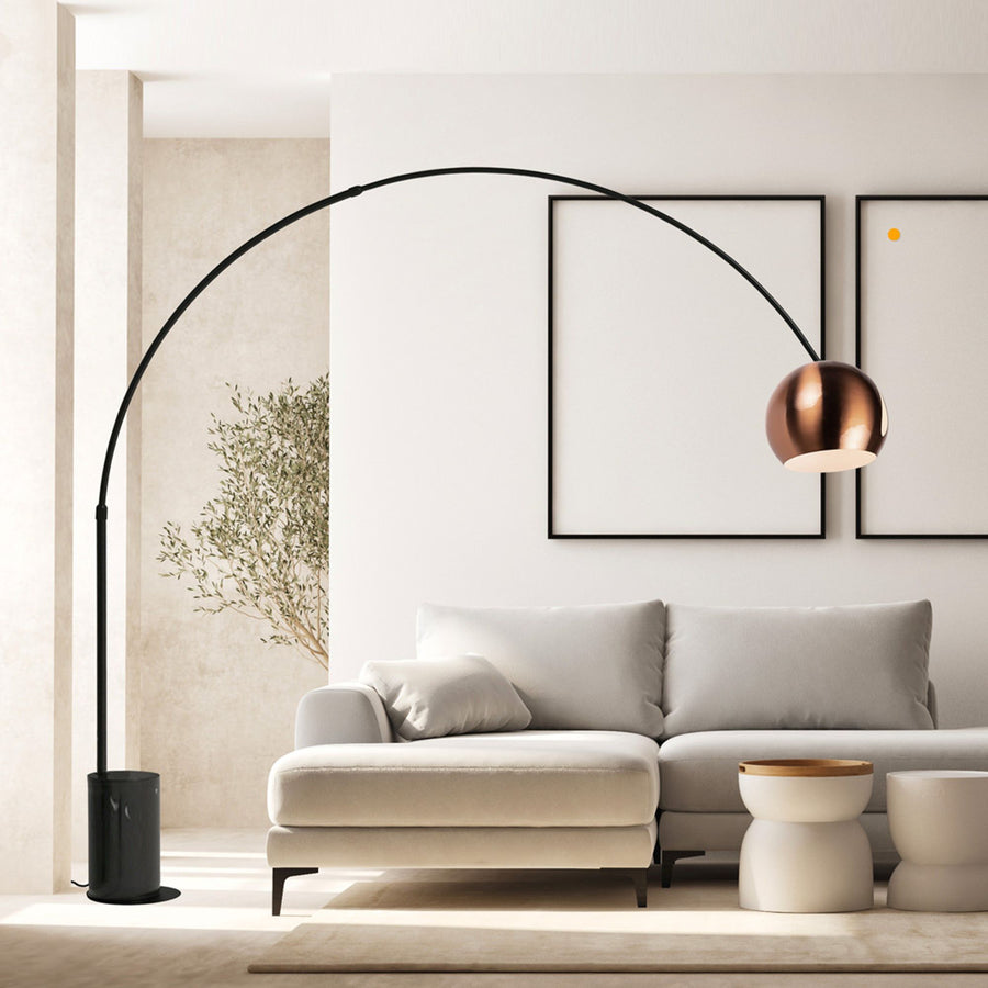Lampadaire arc Ball, pied en marbre