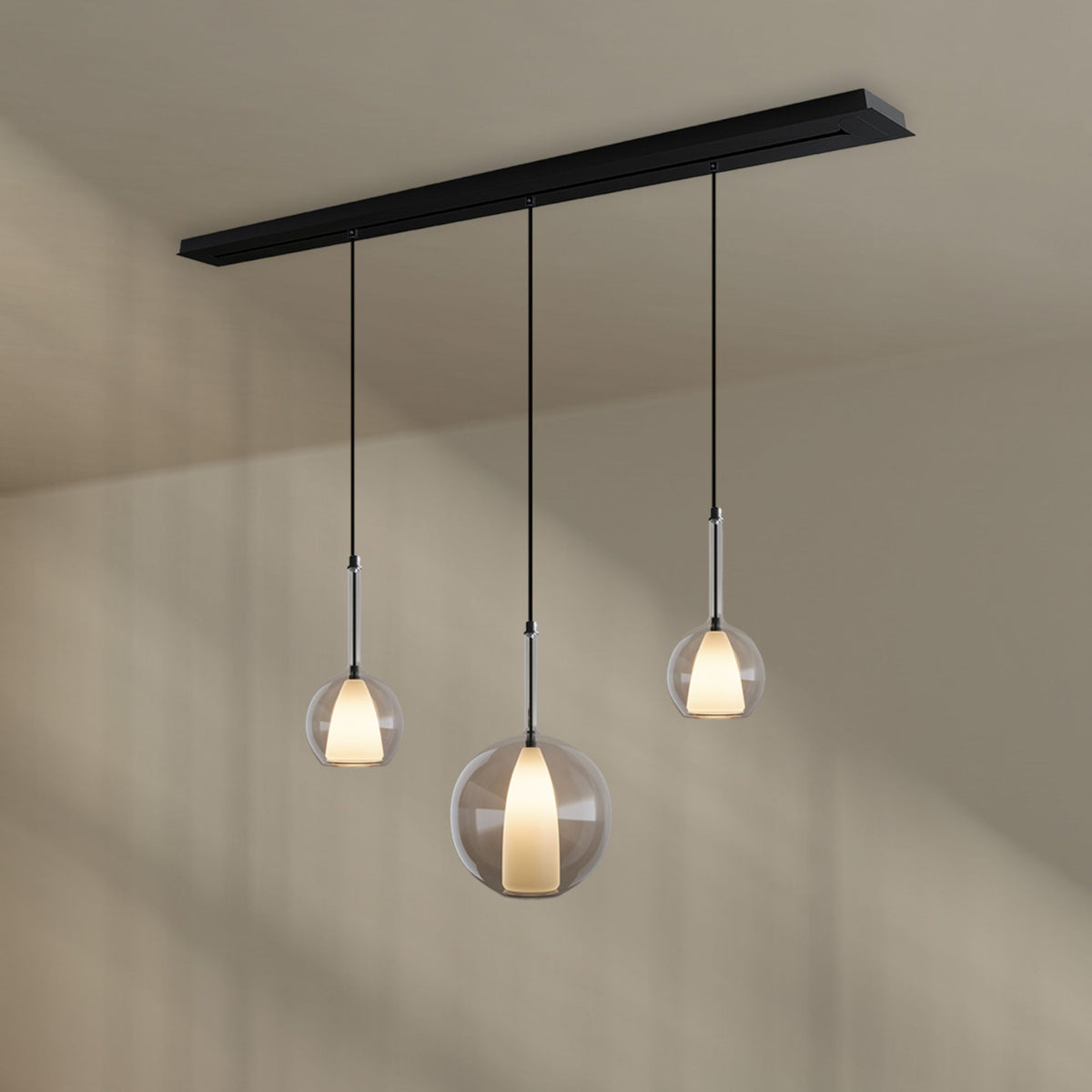 Suspension de table Belluna 3 lumières, longueur 160 cm
