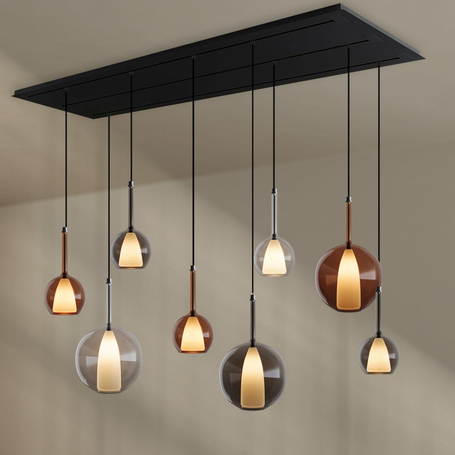 Suspension de table Belluna 8 lumières, longueur 200 cm
