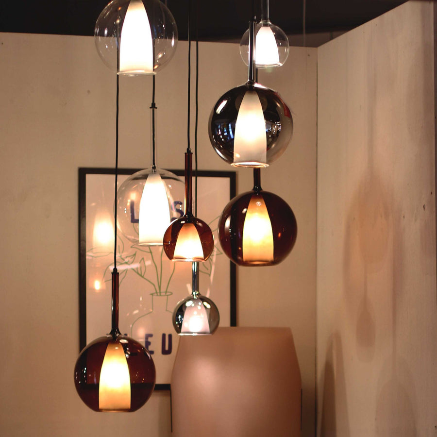 Suspension grande hauteur Belluna 12 lumières, rosace Ø 80 cm