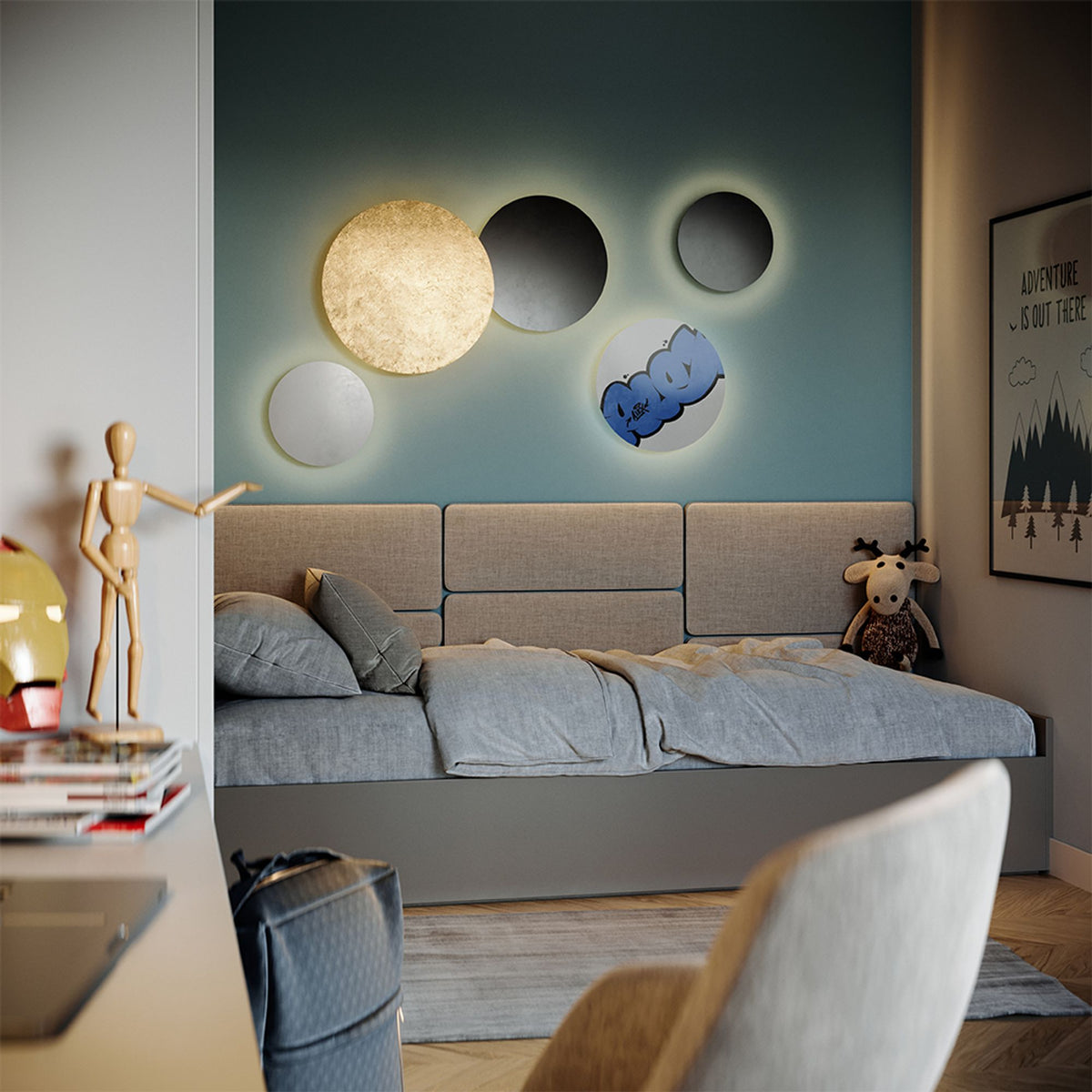 Applique murale LED Cloud indirecte, modèle combiné