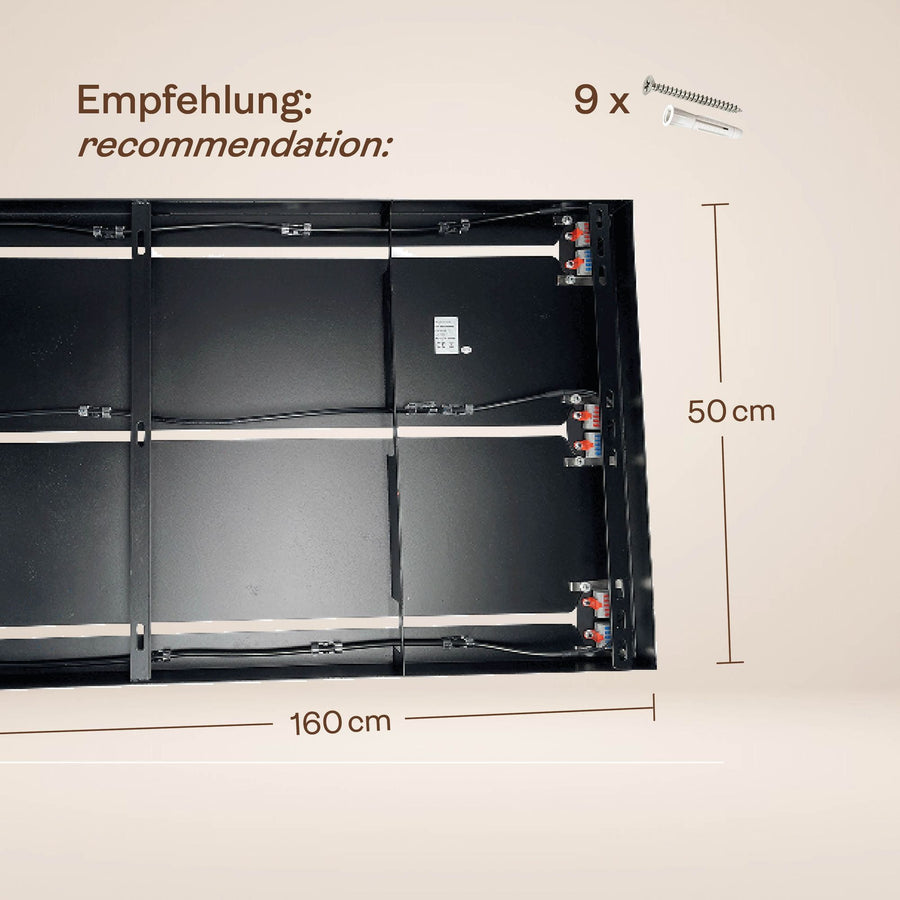 Suspension de table Echos 12 lumières sur 3 rangées, longueur 200 cm, verres Ø 18 cm