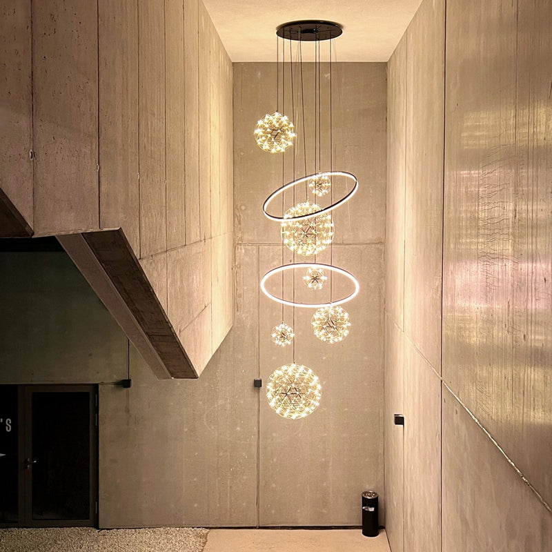 Suspension grande hauteur LED Fusion XXL 8 lumières