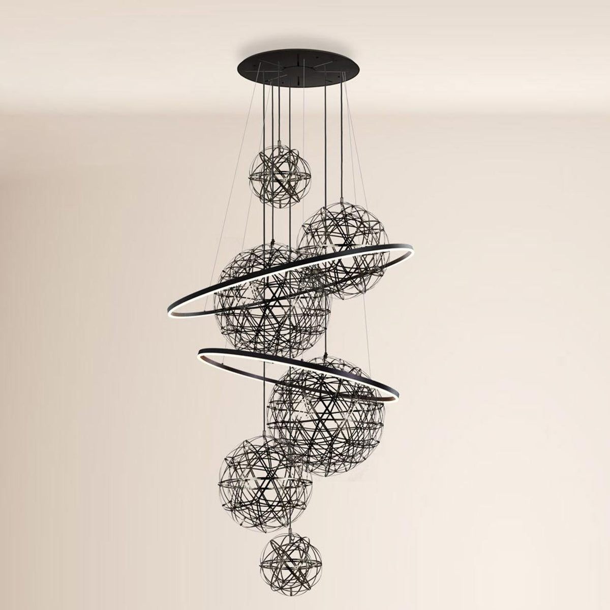 Suspension grande hauteur LED Fusion XXL 8 lumières