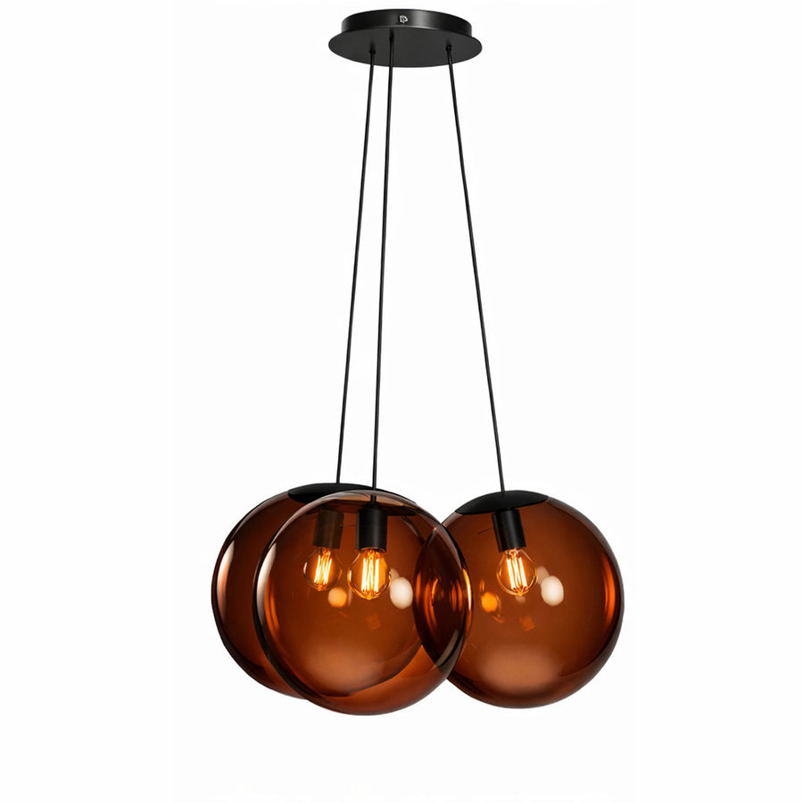 Suspension grappe Orb 3 lumières, verres Ø 20 cm