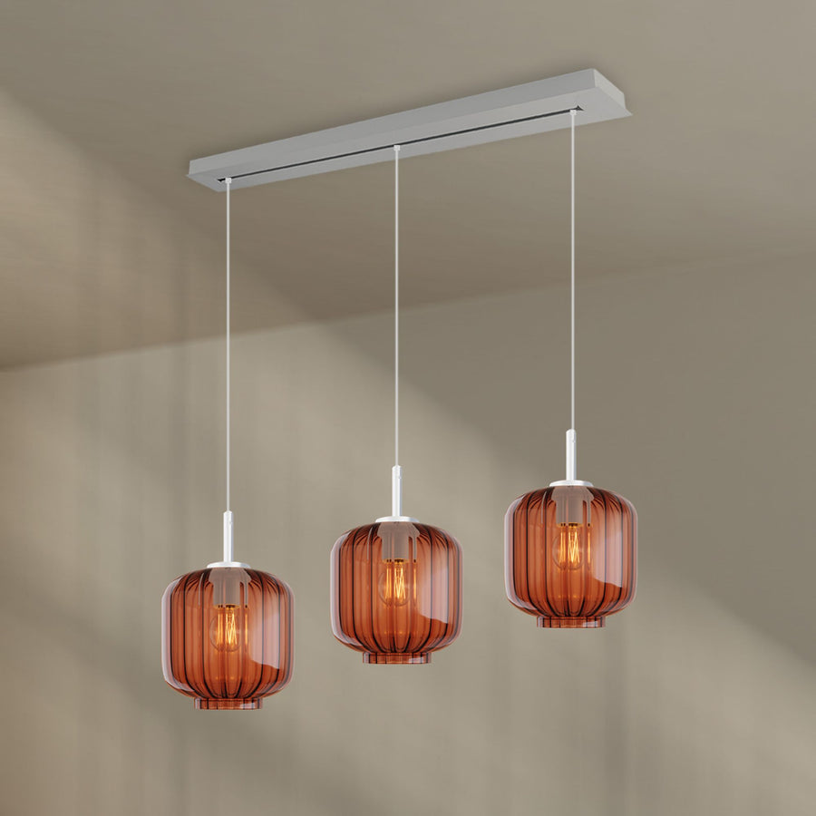 Suspension de table Velo 3 lumières, longueur 120 cm, verres Ø 20 cm