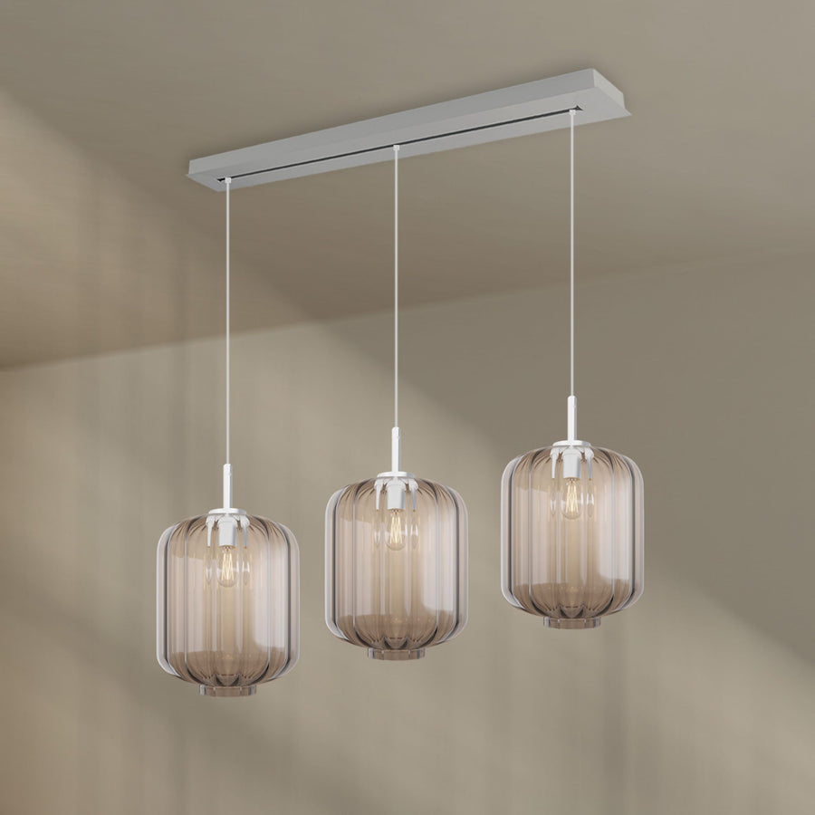 Suspension de table Velo 3 lumières, longueur 120 cm, verres Ø 25 cm
