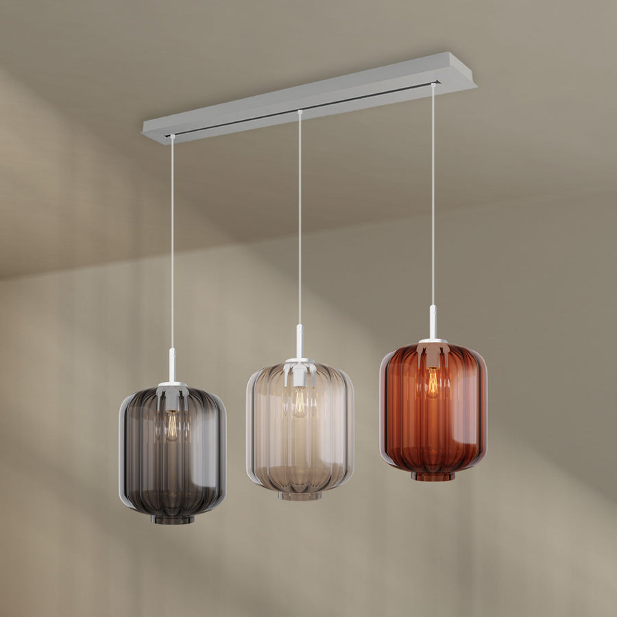 Suspension de table Velo 3 lumières, longueur 120 cm, verres Ø 25 cm