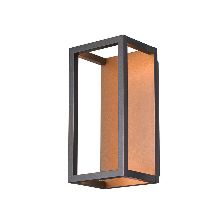 Vue de face de l’applique extérieure anthracite avec diffuseur lumineux chaleureux.