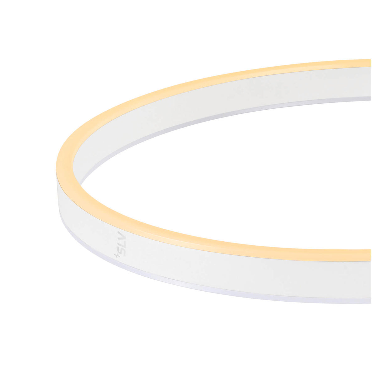 Détail rapproché de la bague lumineuse blanche et de sa surface éclairante.