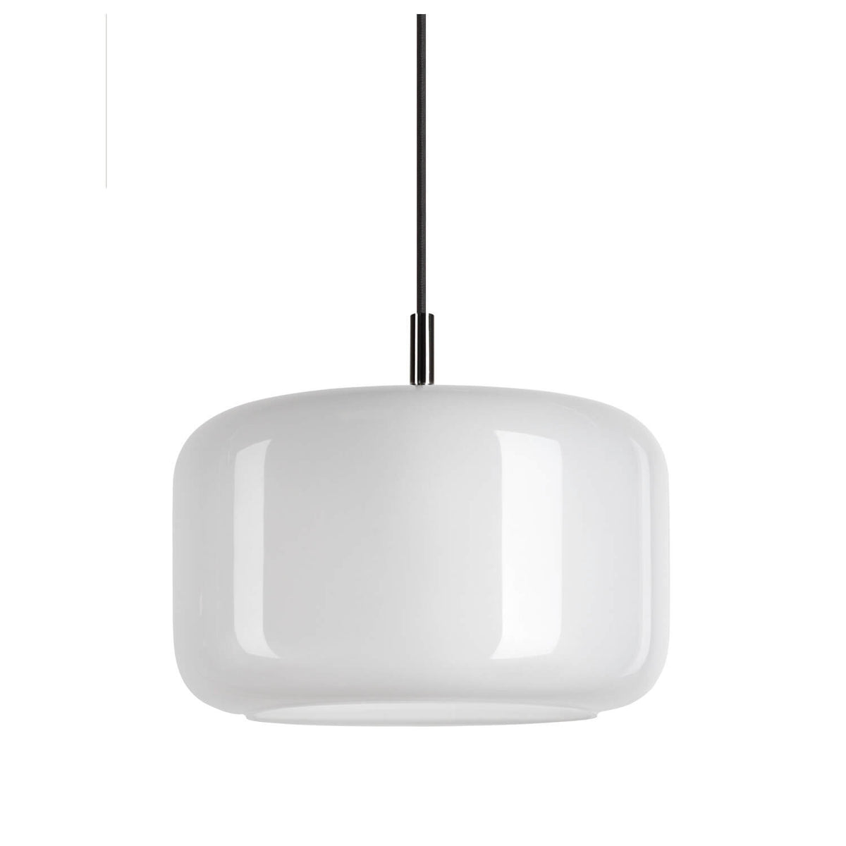 Même suspension éteinte, montrant le verre opaque et le câble noir.