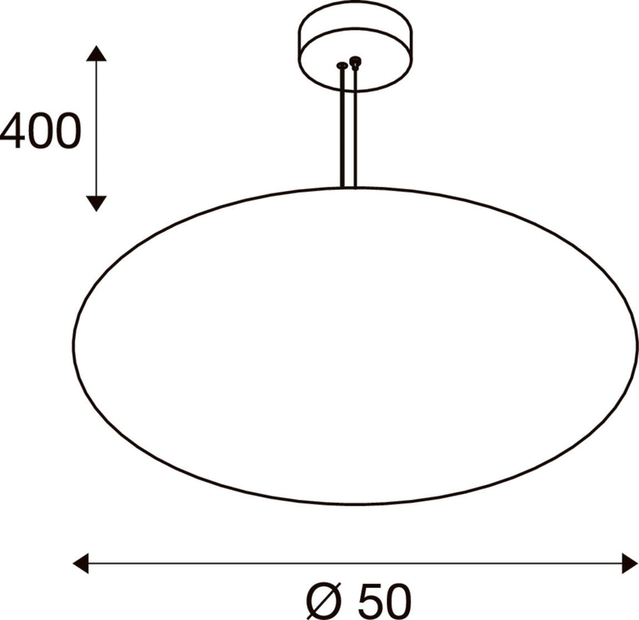 Schéma technique indiquant la hauteur de 400 mm et le diamètre 50 cm.