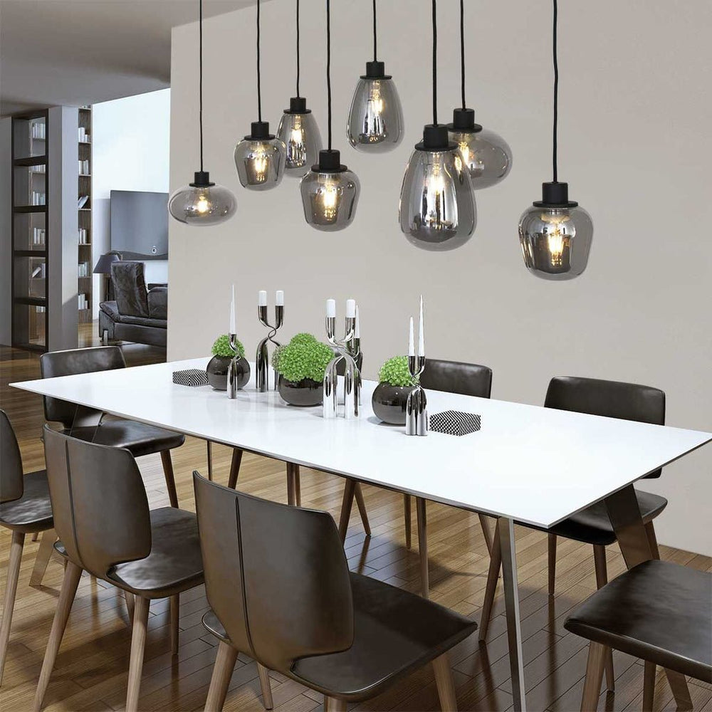 Suspension 8 Lumières Noir | Naro - Designix Lustre