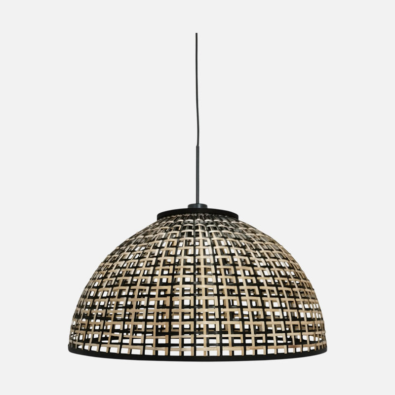 suspension bambou tressé dôme noir Ø60, salle à manger | Sempa