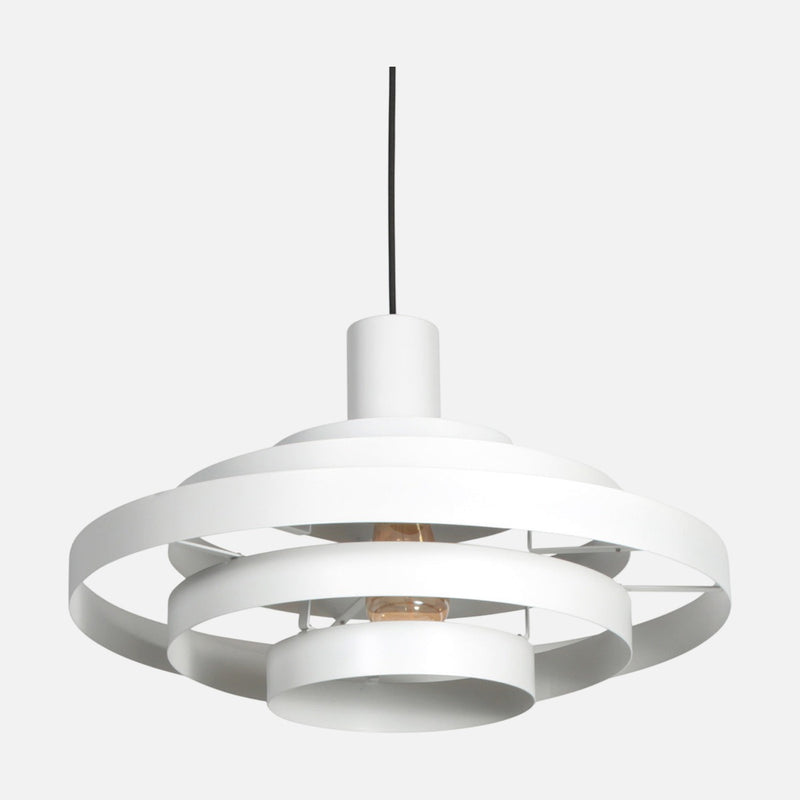 Suspension blanche design 5 anneaux métalliques, intérieur doré Ø 50 cm | Halo Cirque